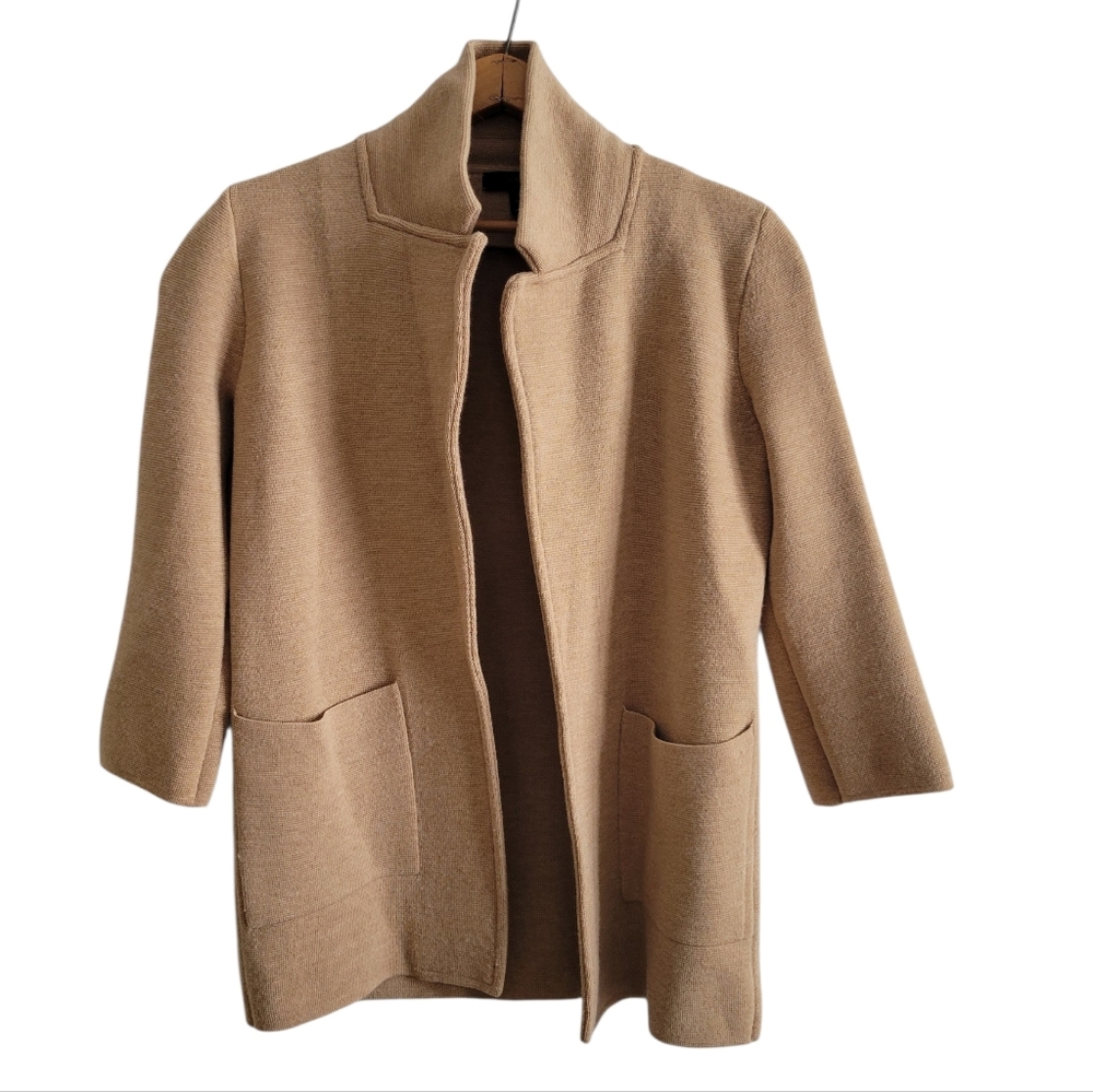 J.CREW Merino Collared Open Cardigan XXXS Tan Camel
